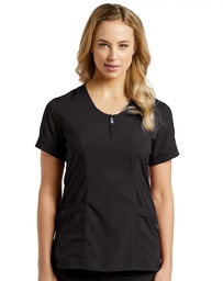 764 Camisa Médica de Mujer Cuello Redondo con Zipper